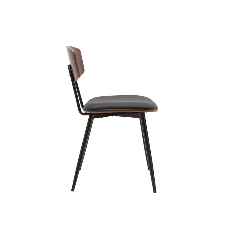Miliboo Chaises Vintage en Bois foncé Noyer assises Noires et métal Noir (Lot de 2) Joline