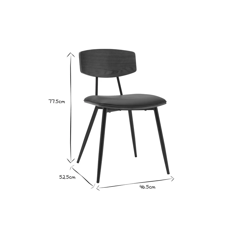 Miliboo Chaises Vintage en Bois foncé Noyer assises Noires et métal Noir (Lot de 2) Joline