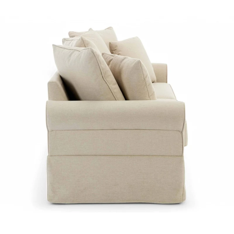 Oviala Canapé Droit 3 Places en Polyester écru L 200 cm