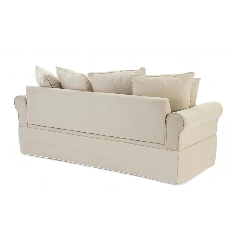 Oviala Canapé Droit 3 Places en Polyester écru L 200 cm