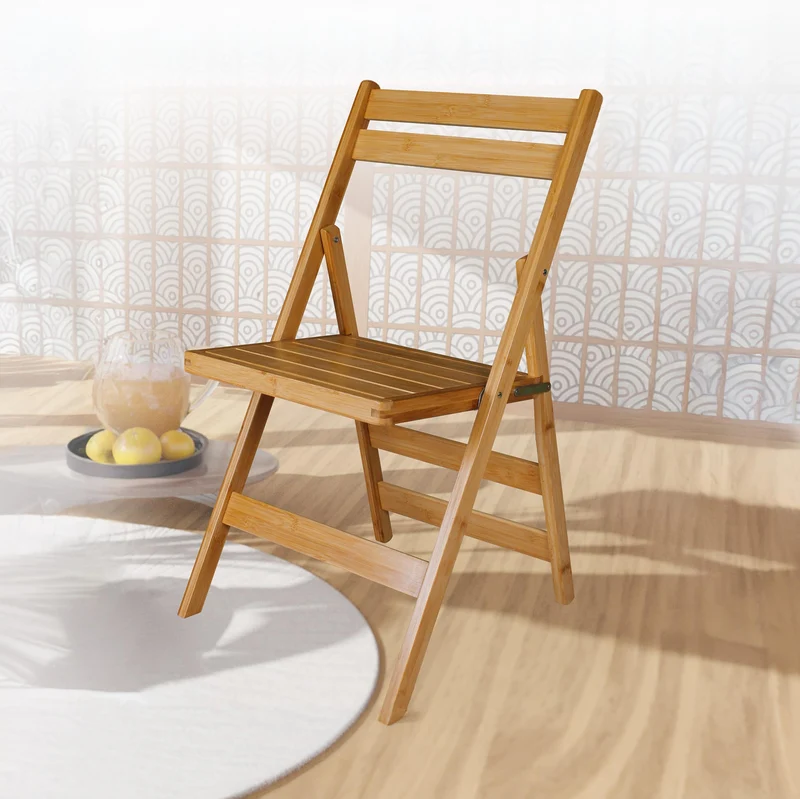 Spetebo Lot de 4 chaises pliantes en bambou naturel - Charge maximale : 120 kg - Chaise de cuisine pliable en bois FSC - Chaise classique pour un usage domestique