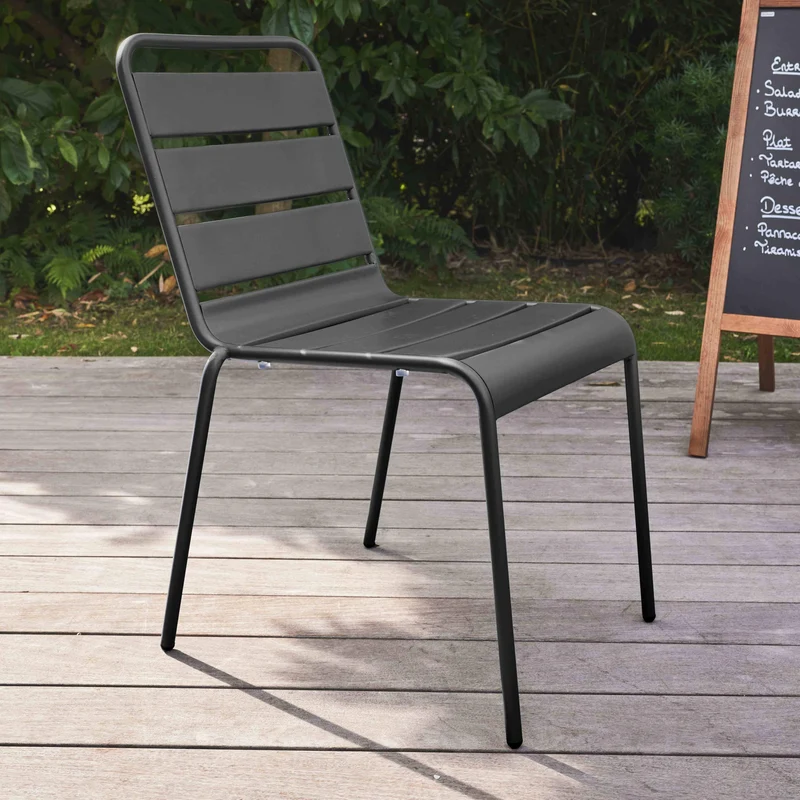 Oviala Chaise de Jardin en métal Noir - Palavas