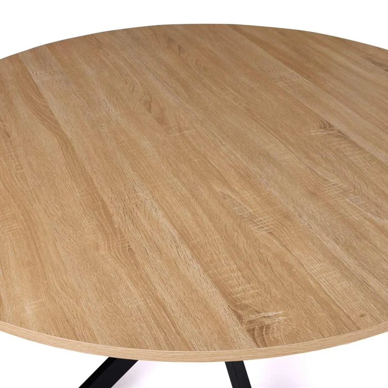 IDMarket - Table à Manger Ronde Alix 6 Personnes Pied araignée Bois et Noir 110 cm