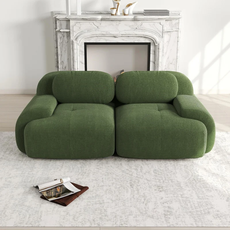 Générique Canapé Modulable avec Dossier, Canapé d'angle en L U Canapé sans Structure Velours,Canapé-Lit 1 2 3 4 Places avec Pouf,Canapé Relaxant pour Salon, Livré Monté,Vert,2 Sitze
