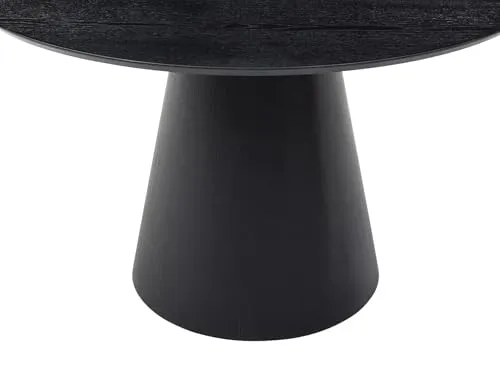 Vente-unique - Table à Manger Ronde 4 Personnes placage frêne - Noir - ANTALIZA