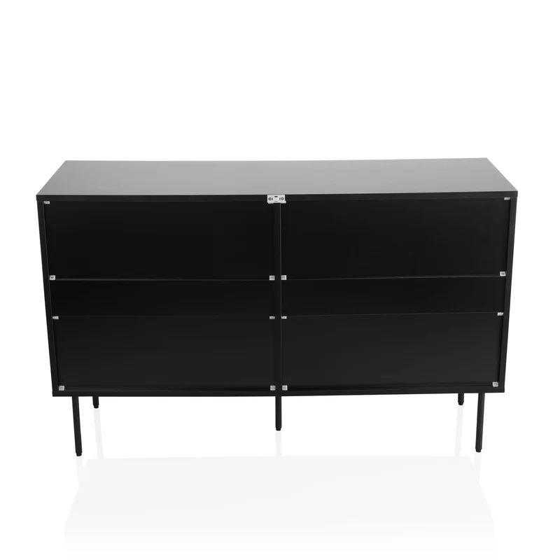 hjh LIVING Buffet 6 tiroirs KARBY S 120x40x75 cm, Commode à tiroirs Style Industriel, Beaucoup d'espace de Rangement, Noir