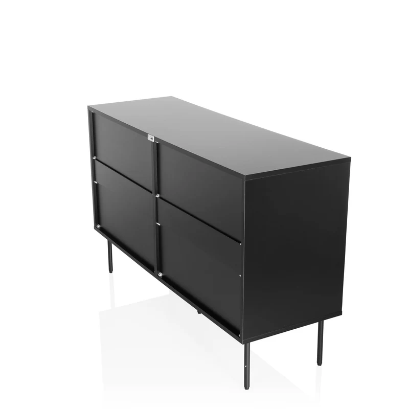 hjh LIVING Buffet 6 tiroirs KARBY S 120x40x75 cm, Commode à tiroirs Style Industriel, Beaucoup d'espace de Rangement, Noir
