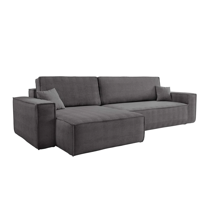 LOUNGITUDE Canapé Farah d'angle Max réversible et Convertible 5 Places en Velours côtelé