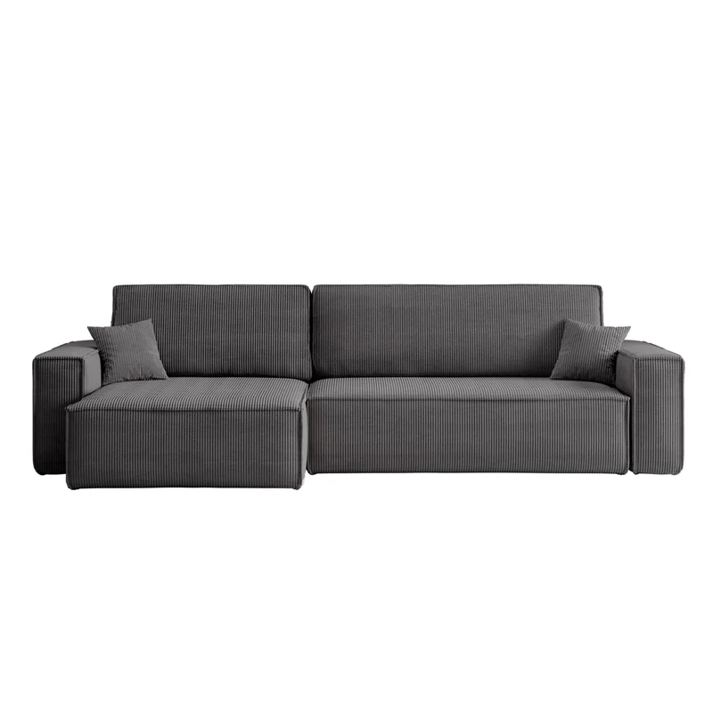 LOUNGITUDE Canapé Farah d'angle Max réversible et Convertible 5 Places en Velours côtelé