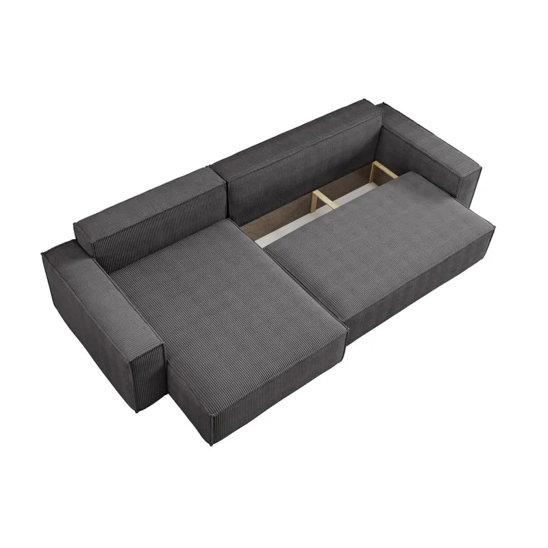 LOUNGITUDE Canapé Farah d'angle Max réversible et Convertible 5 Places en Velours côtelé