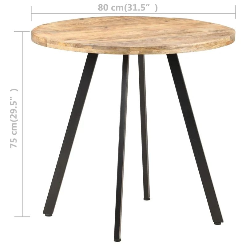 Table de salle à manger 80 cm Bois de manguier brut