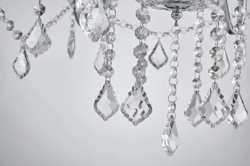 BESTIER Maria Theresa Moderne En Cristal Clair Pendentif Lustre Éclairage LED Plafonnier Luminaire Pour Salle À Manger Salle De Bains Chambre À Coucher Salon 6 E14 Ampoules Requis H65cm X D60cm