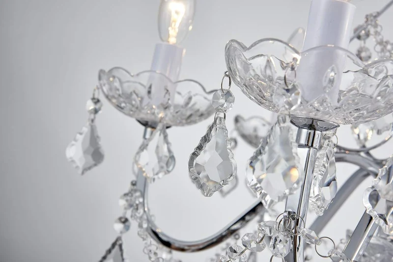 BESTIER Maria Theresa Moderne En Cristal Clair Pendentif Lustre Éclairage LED Plafonnier Luminaire Pour Salle À Manger Salle De Bains Chambre À Coucher Salon 6 E14 Ampoules Requis H65cm X D60cm