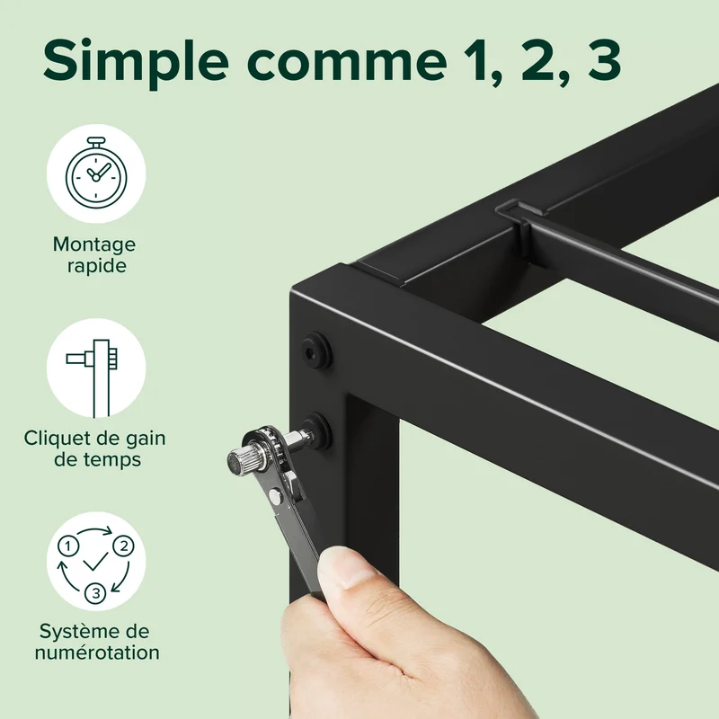 Zinus Figari Sommier en métal avec tête de lit en Bambou | 160 x 200 cm | 31 cm de Hauteur | Tête de lit à Lattes | Support de Lattes en Acier | Facile à Monter | Noir & Marron