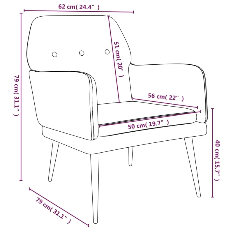vidaXL Fauteuil Rose 62x79x79 cm Velours