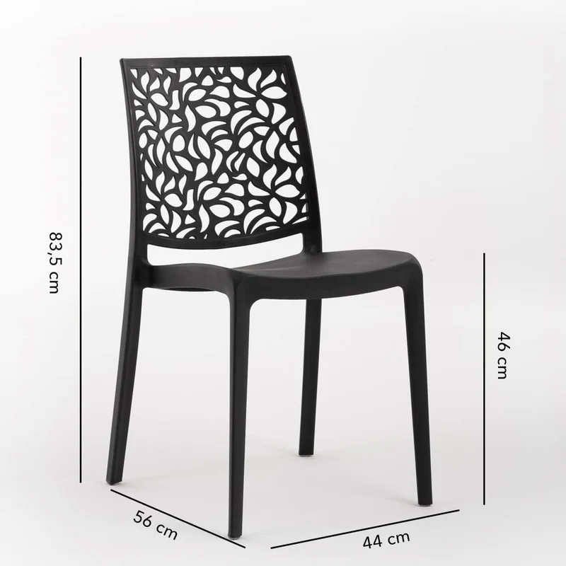 SIEDITI FUORI E DENTRO Chaises en résine avec Fibre de Verre empilables pour intérieur/Cuisine/Salle à Manger et extérieur/Jardin Anna (4 Chaises, Noir)