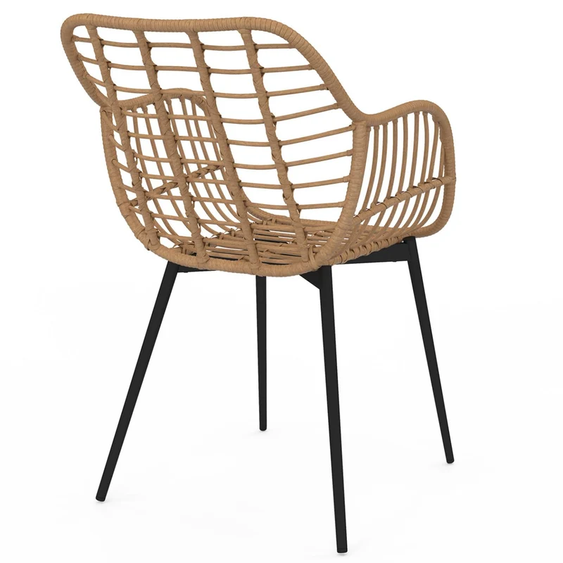 IDMarket - Lot de 2 chaises de Salle à Manger, fauteuils de Table Summer Effet rotin Pied métal Noir