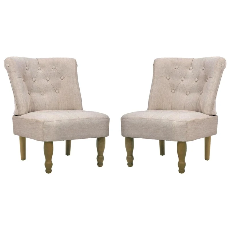 vidaXL Fauteuil de Style France 2 pcs Crème Tissu