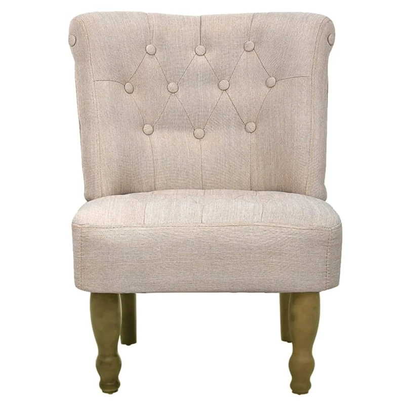 vidaXL Fauteuil de Style France 2 pcs Crème Tissu