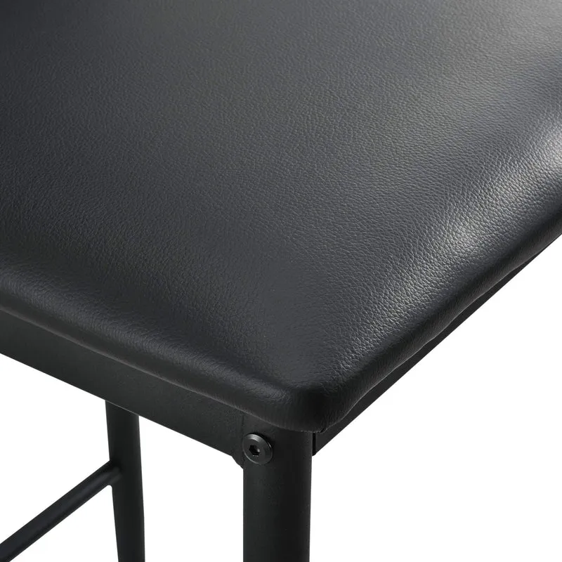Lot de 2 Tabourets de Bar Chaises Rembourrées PU Similicuir avec Pieds en Acier et Hauteur d'Assise 66 cm Noir