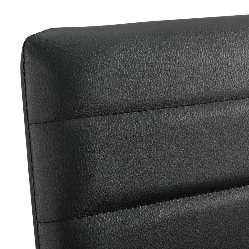 Lot de 2 Tabourets de Bar Chaises Rembourrées PU Similicuir avec Pieds en Acier et Hauteur d'Assise 66 cm Noir