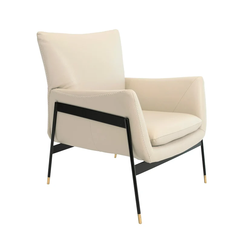 Angel Cerdá - Fauteuil en Peau de Vache Gris Perle - Design Moderne avec Structure en Acier Noir et Détails Dorés - Idéal pour les Salons, les Espaces Repas et les Espaces de Détente - 67 x 75 x 87 cm