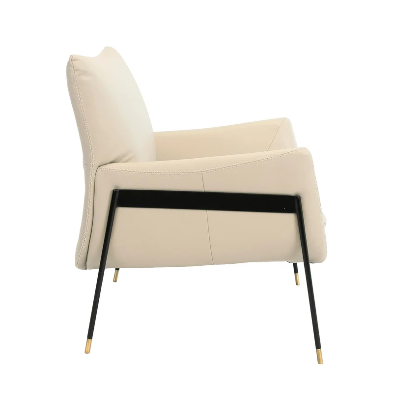 Angel Cerdá - Fauteuil en Peau de Vache Gris Perle - Design Moderne avec Structure en Acier Noir et Détails Dorés - Idéal pour les Salons, les Espaces Repas et les Espaces de Détente - 67 x 75 x 87 cm