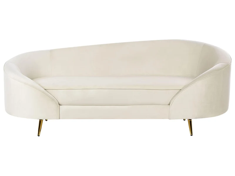 Beliani Canapé 3 Places Glamour en Velours Pieds en Métal Doré Beige Savar