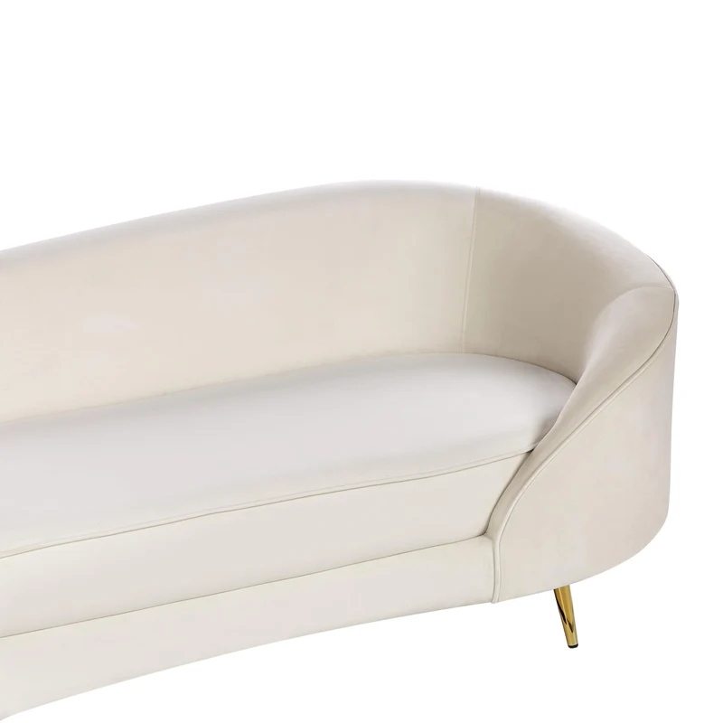 Beliani Canapé 3 Places Glamour en Velours Pieds en Métal Doré Beige Savar