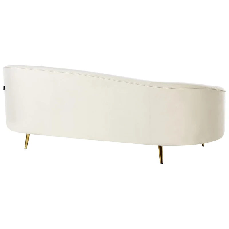 Beliani Canapé 3 Places Glamour en Velours Pieds en Métal Doré Beige Savar