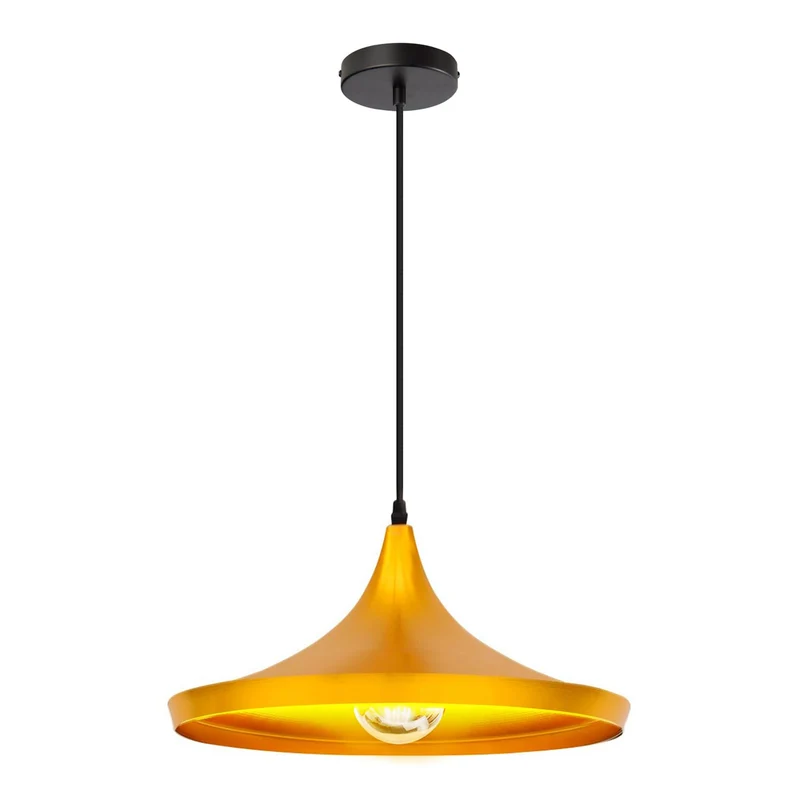 LEDKIA LIGHTING - Suspension Métal Presley | Design Japonais Inspiré | Douille E27 | Câble Réglable en Hauteur | Aluminium Résistant, Doré