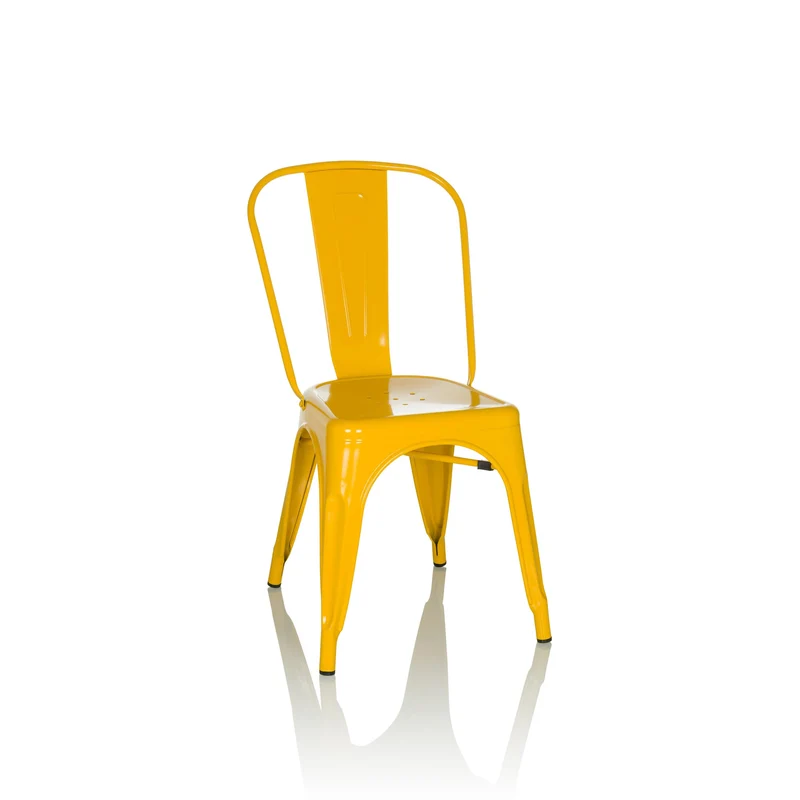 hjh OFFICE 645091 Chaise bistrot VANTAGGIO Comfort Métal Jaune, Style Industriel, empilable