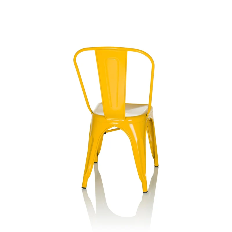 hjh OFFICE 645091 Chaise bistrot VANTAGGIO Comfort Métal Jaune, Style Industriel, empilable