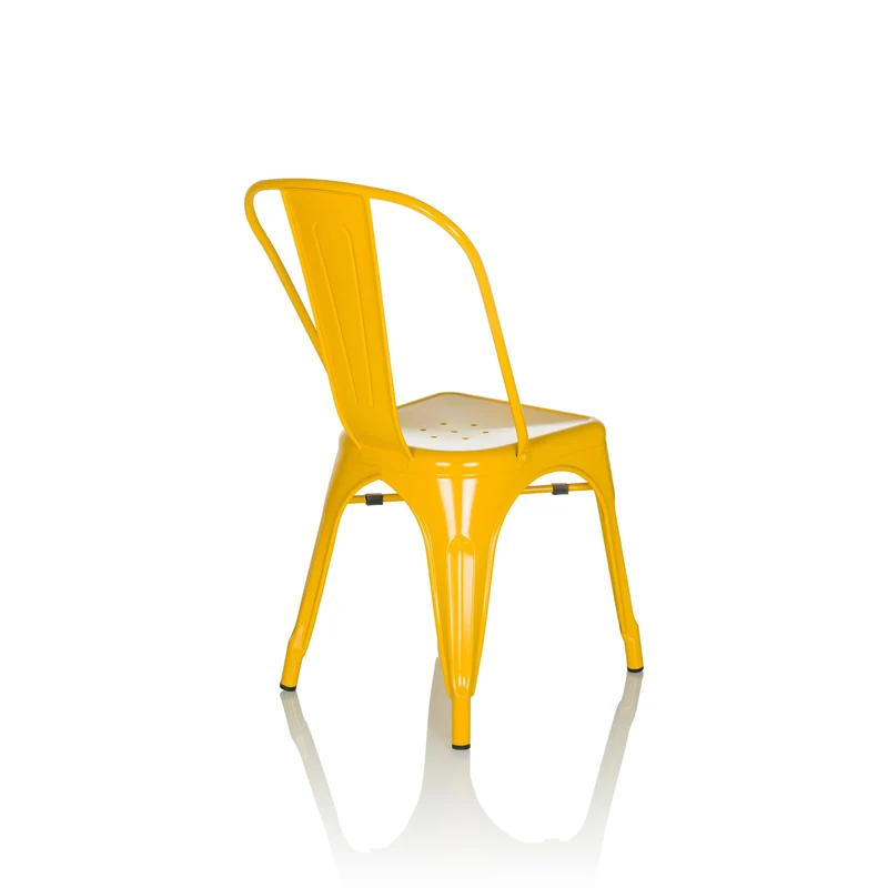 hjh OFFICE 645091 Chaise bistrot VANTAGGIO Comfort Métal Jaune, Style Industriel, empilable
