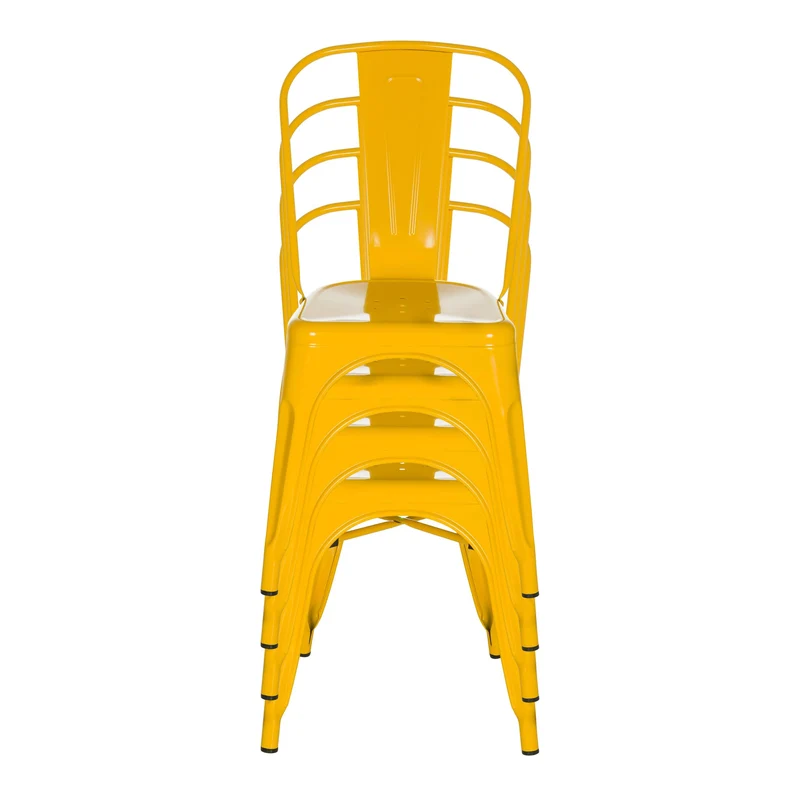 hjh OFFICE 645091 Chaise bistrot VANTAGGIO Comfort Métal Jaune, Style Industriel, empilable