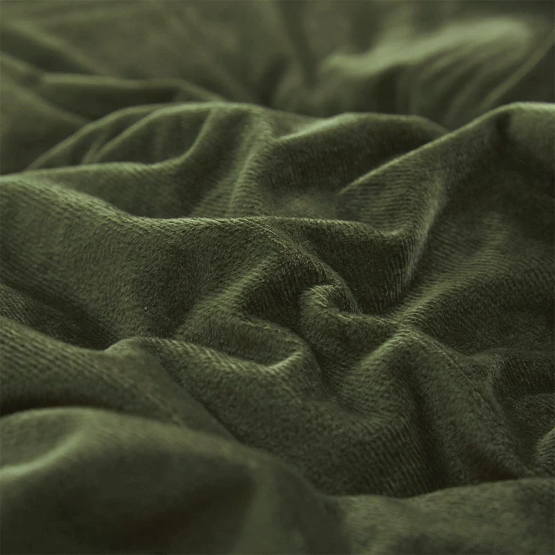 Cottonight Parure de lit 3 pièces en velours vert militaire – Literie pelucheuse vert olive – Couverture verte foncé, moderne d'hiver chaude pour homme et femme