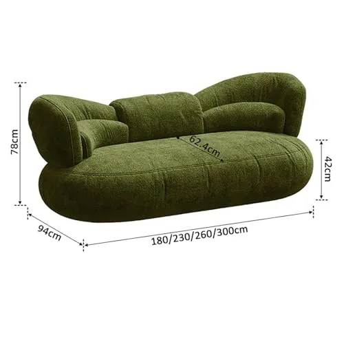MPLFHSYOS Canapé Surdimensionné sans Ossature for Salon, Canapé sans Ossature avec Assise Profonde, Mousse À Mémoire De Forme Haute Densité, Aucun Assemblage Requis, Chenille(A,180CM)