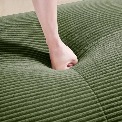 HUIVEYA Canapé Modulable Trois Places avec Accoudoirs Extra-Larges,Coussins d’Assise Haute Résilience 32D,Conception Ergonomique,Aucun Assemblage Requis (Green)