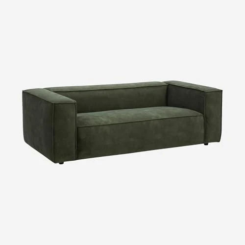Vente-unique Habitat - Canapé 2 Places en Velours - Vert Kaki Kuti