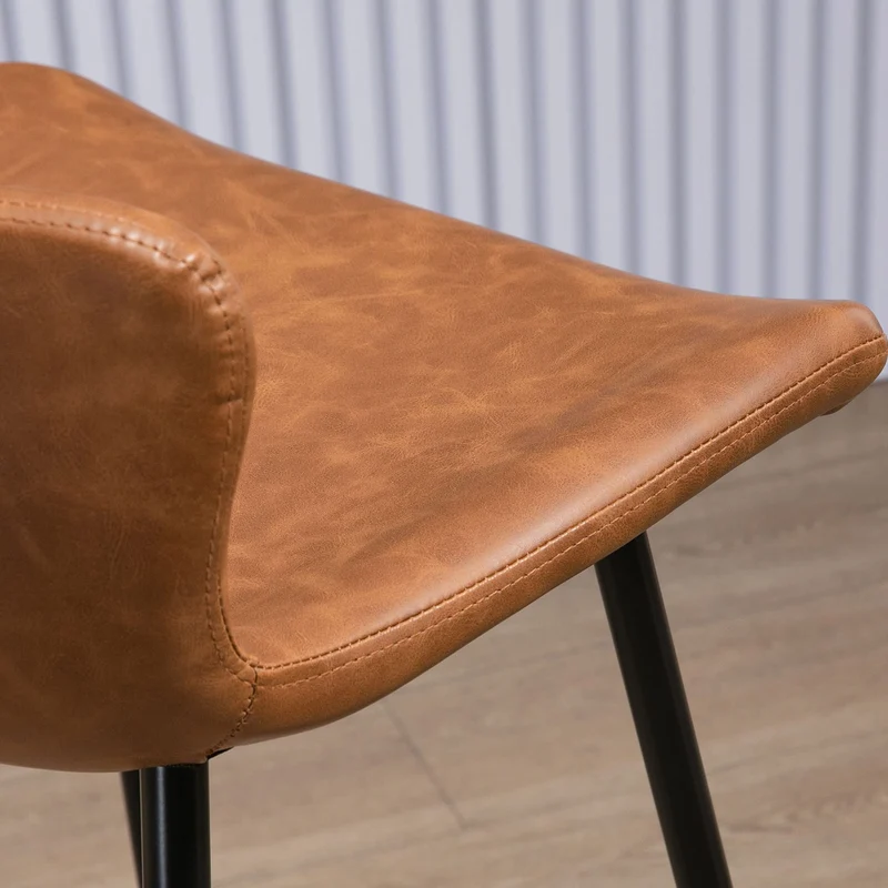 HOMCOM Lot de 2 tabourets de Bar Assise en Similicuir Hauteur 76 cm avec Repose-Pieds en Acier et Dossier Design Vintage - Marron
