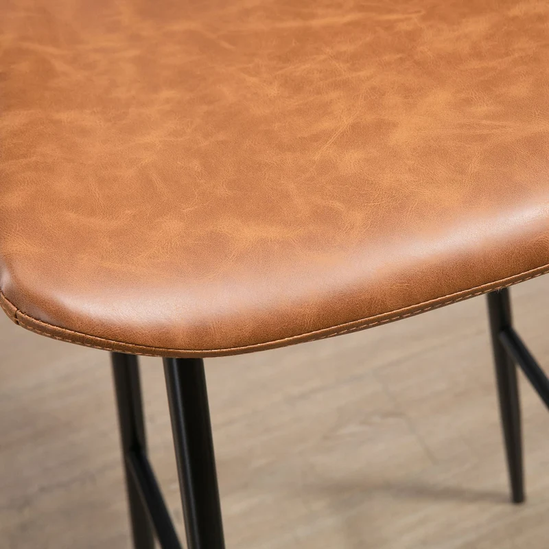 HOMCOM Lot de 2 tabourets de Bar Assise en Similicuir Hauteur 76 cm avec Repose-Pieds en Acier et Dossier Design Vintage - Marron