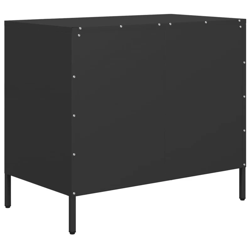 Makastle Buffet Métal, Style Industriel, Armoire de Rangement à 3 tiroirs, Commode, Meuble de Salon, Noir 68x39x58,5 cm Acier laminé à Froid