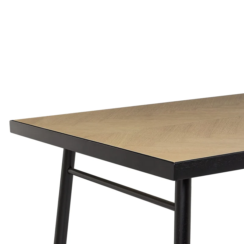 Beliani Table de Salle à Manger 180 x 90 cm Plateau MDF et Bois de Frêne Clair Pieds Noirs Ivorie