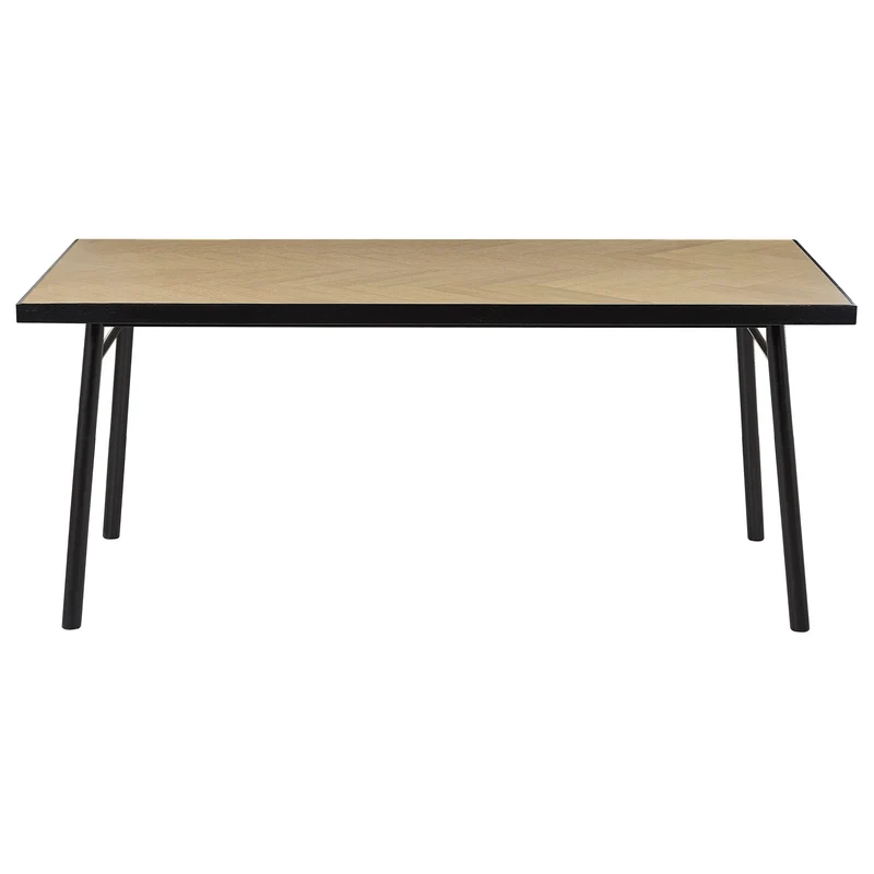 Beliani Table de Salle à Manger 180 x 90 cm Plateau MDF et Bois de Frêne Clair Pieds Noirs Ivorie