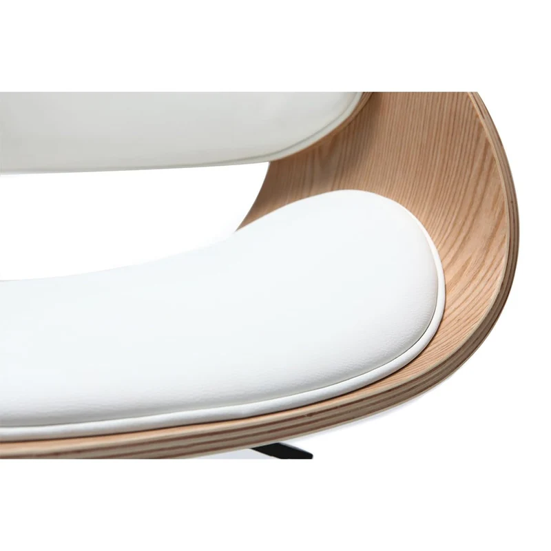 Miliboo Chaise de Bureau à roulettes Blanc et Bois Clair Bent