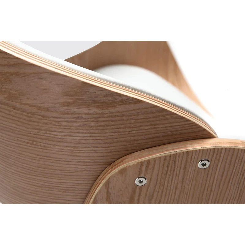 Miliboo Chaise de Bureau à roulettes Blanc et Bois Clair Bent