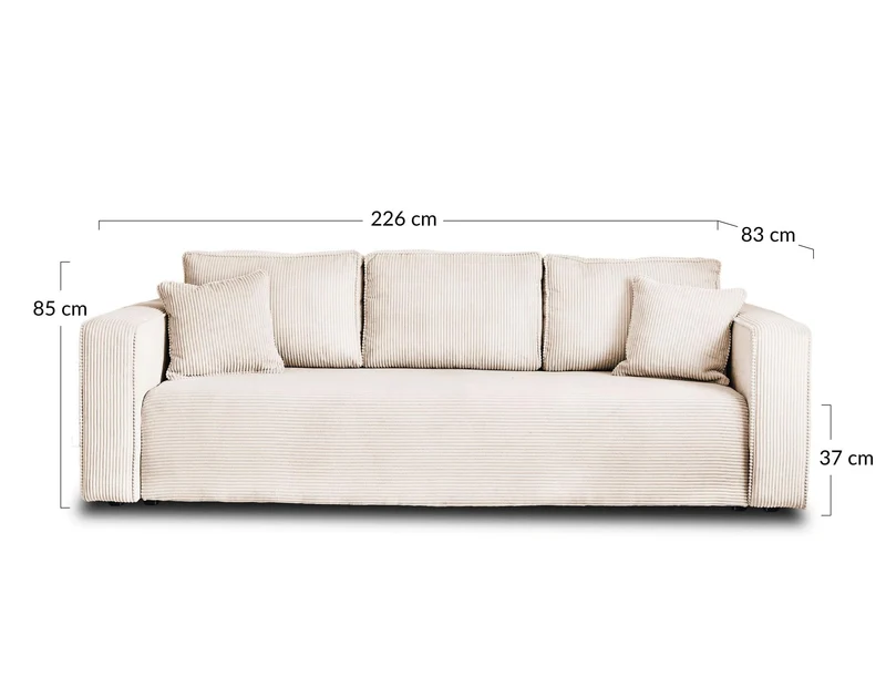 BestMobilier - Canapé Convertible avec Coffre Topaze en Velours Côtelé - Canapé Lit - Sofa Beige 3 Places - Salon