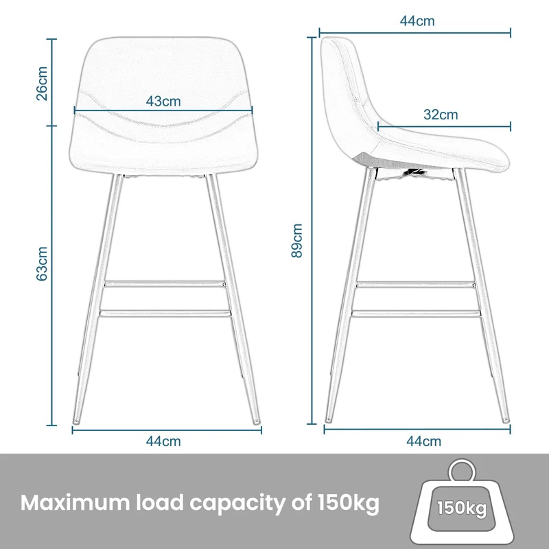 EUGAD Tabouret Bar, Lot de 2, Chaise Haute Cuisine, en Velours, Siège Rembourré, avec Dossier et Repose-Pieds, Pieds en Métal, Vert foncé, 1089BY-2