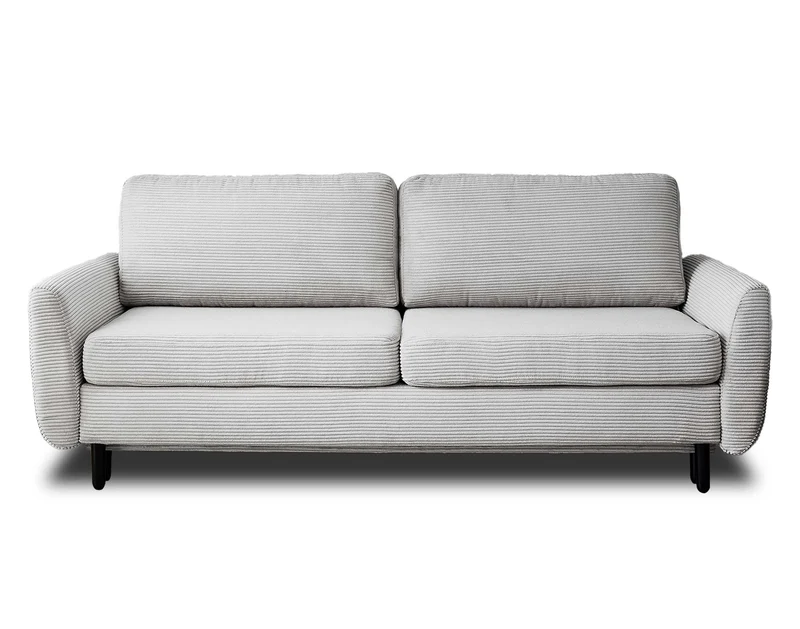 Lisa Design - Canapé Convertible avec Coffre Dan en Velours Côtelé - Canapé Lit - Sofa Gris Clair 3 Places - Salon