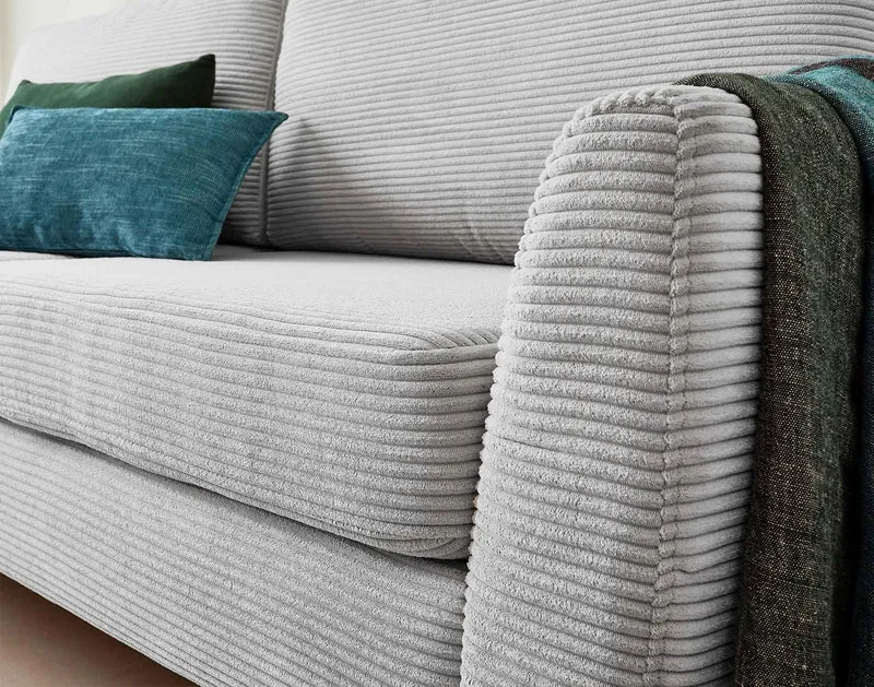 Lisa Design - Canapé Convertible avec Coffre Dan en Velours Côtelé - Canapé Lit - Sofa Gris Clair 3 Places - Salon